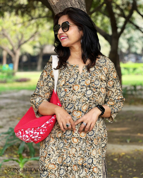Charvi: Green Handloom Kalamkari Dress