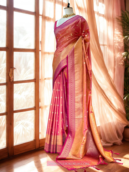Priyamvada - Soft Silk Banarasi Saree in Dual Tone Pink