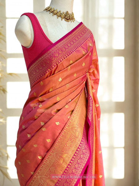 Priyamvada - Soft Silk Banarasi Saree in Dual Tone Pink