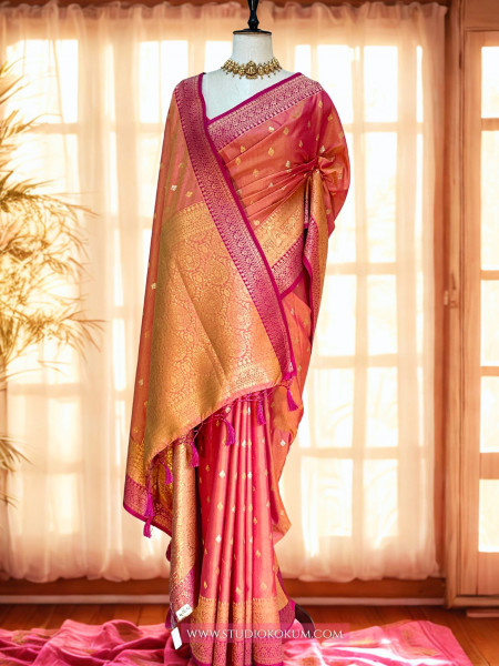 Priyamvada - Soft Silk Banarasi Saree in Dual Tone Pink