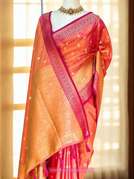 Priyamvada - Soft Silk Banarasi Saree in Dual Tone Pink