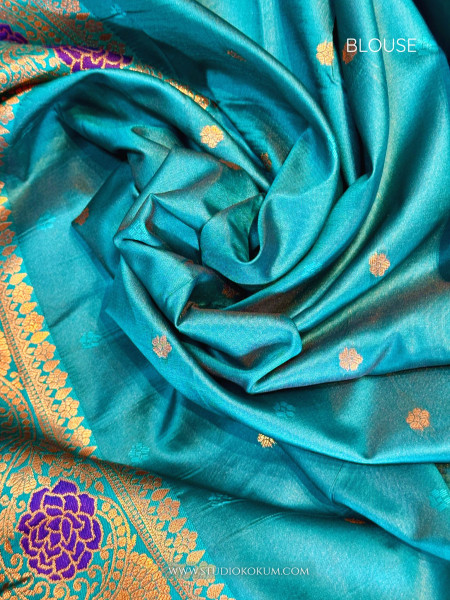 Shubha : Teal Blue Kanjivaram Silk Saree