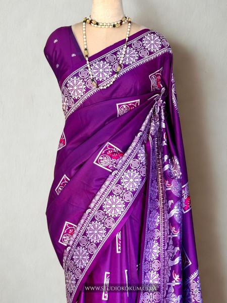 Anvi :  Purple Handwoven Pure Bishnupuri Silk Saree