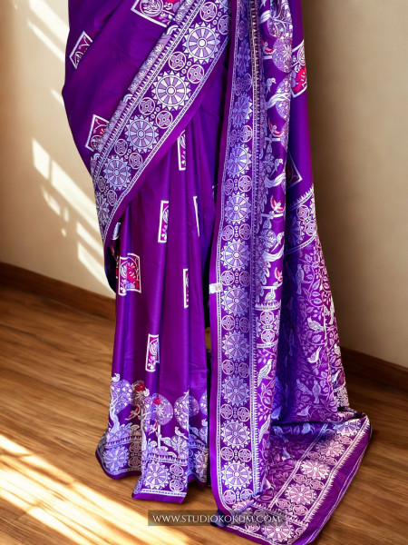 Anvi :  Purple Handwoven Pure Bishnupuri Silk Saree