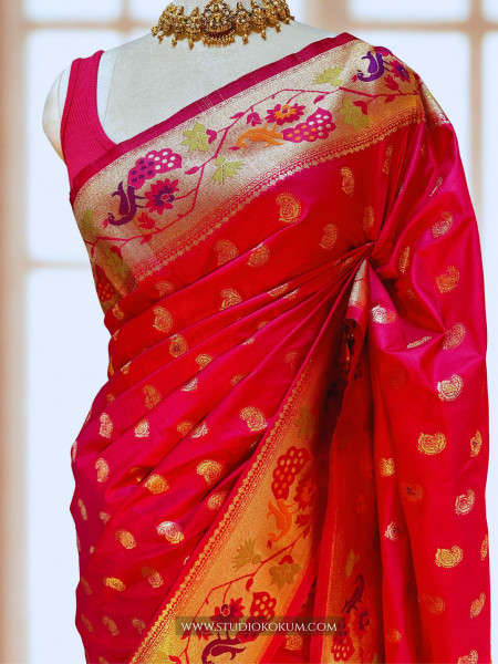 Zoha: Magenta Pink Paithani Silk Saree