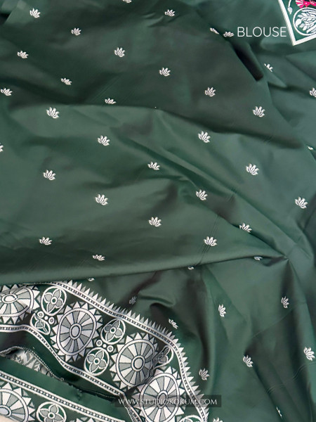 Isha - Green  Handwoven Pure Bishnupuri Silk Saree