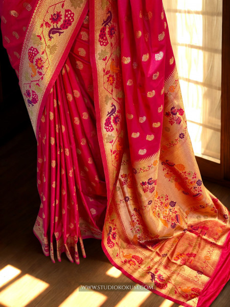 Zoha: Magenta Pink Paithani Silk Saree