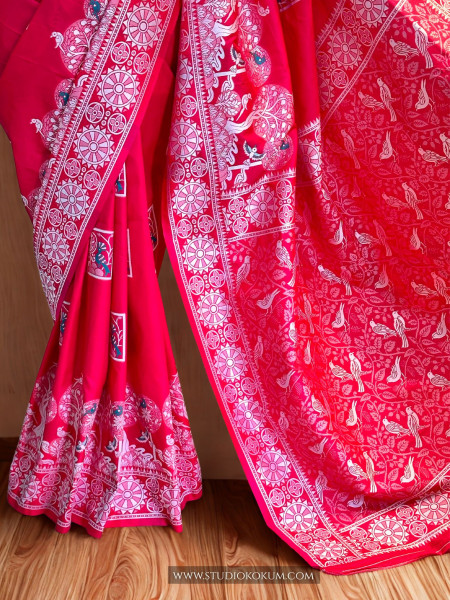 Evani - Pink Handwoven Pure Bishnupuri Silk Saree