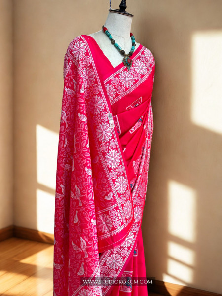 Evani - Pink Handwoven Pure Bishnupuri Silk Saree