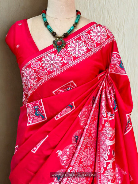 Evani - Pink Handwoven Pure Bishnupuri Silk Saree