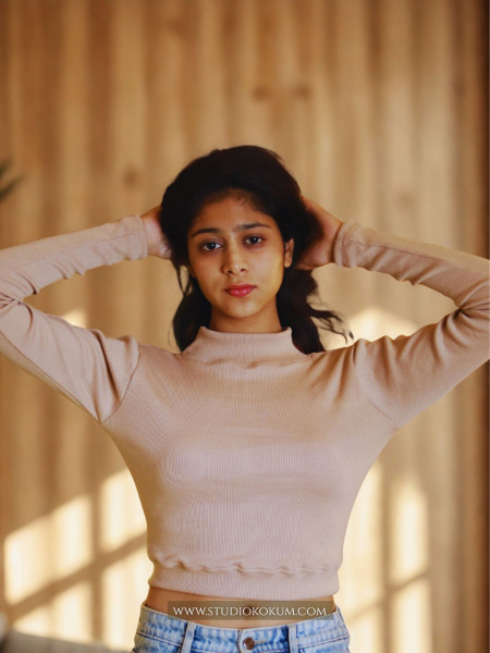 Full Sleeves Stretchable Blouse in Beige Colour