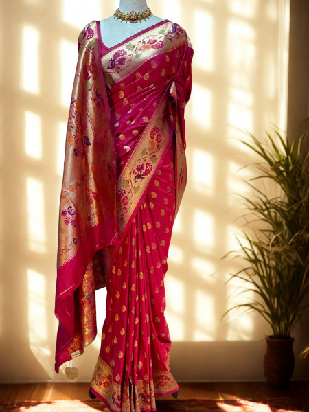 Zoha: Magenta Pink Paithani Silk Saree