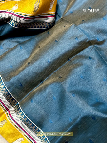 Advika : Beige & Blue Colour Assam Silk Saree