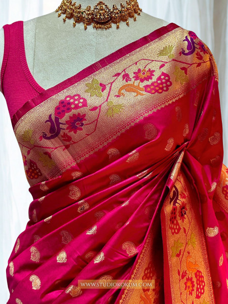 Zoha: Magenta Pink Paithani Silk Saree