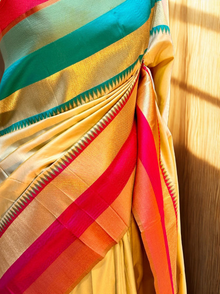 Sejal: Beige Pochampally Ikkat Silk Saree