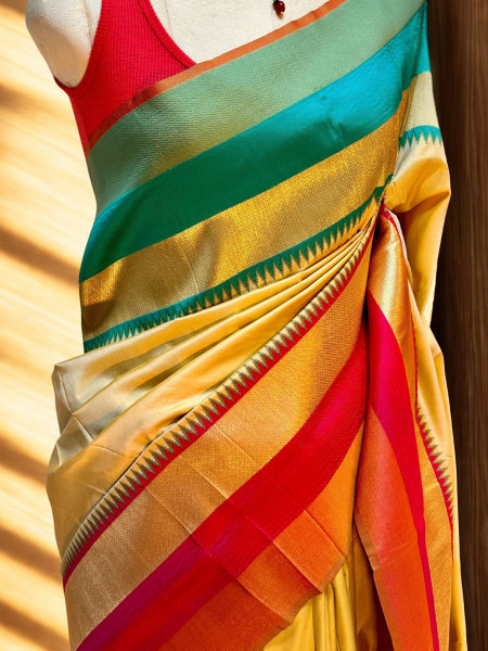 Sejal: Beige Pochampally Ikkat Silk Saree