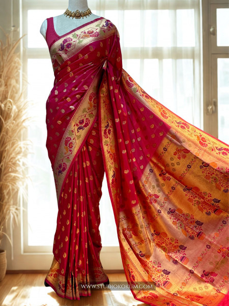 Zoha: Magenta Pink Paithani Silk Saree