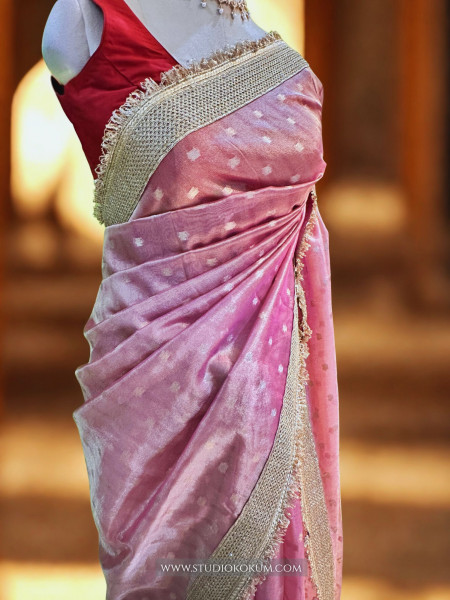 Sitara: Pink Tssue Silk Saree with Gota Zari