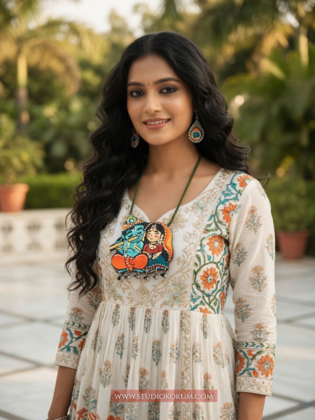 Brinda - Traditional Multi Color Handmade & Hand Painted Neckpiece Set for Girls & Women