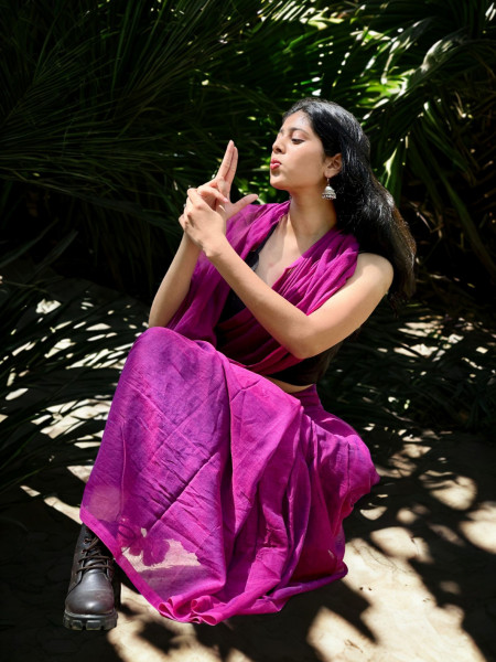 Kaveri : Hot Pink Soft Mul Cotton Saree