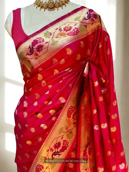 Zoha: Magenta Pink Paithani Silk Saree