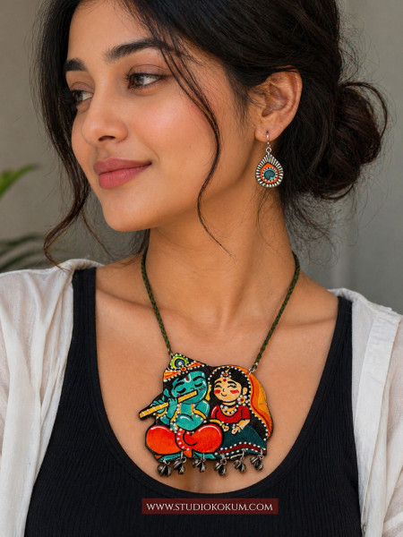 Brinda - Traditional Multi Color Handmade & Hand Painted Neckpiece Set for Girls & Women