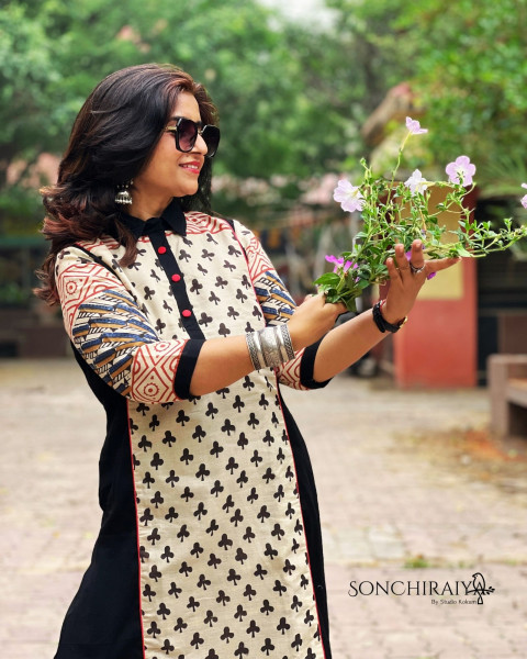 Akshara: Handloom Cotton Block Print Dress