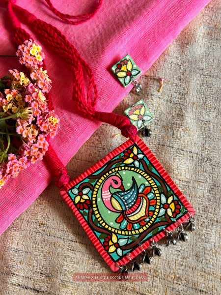 Image of O Hansini - Traditional Multi Color Handmade &amp; Hand Painted Neckpiece Set for Girls &amp; Women