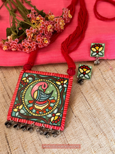 O Hansini - Traditional Multi Color Handmade & Hand Painted Neckpiece Set for Girls & Women