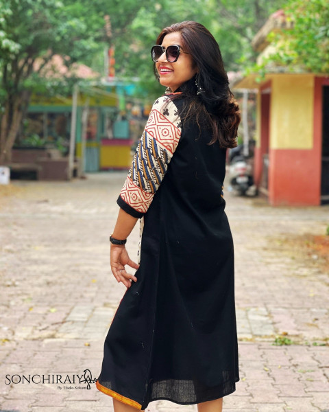 Akshara: Handloom Cotton Block Print Dress