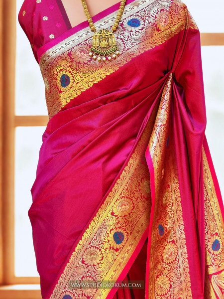 Chanchala - Pink (Fuchsia) Soft Silk Banarasi Saree