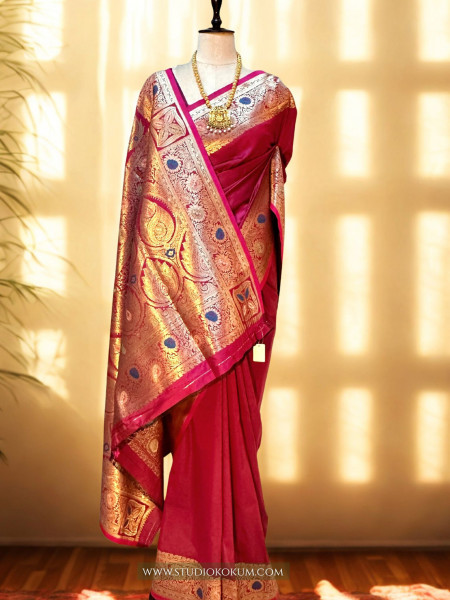 Chanchala - Pink (Fuchsia) Soft Silk Banarasi Saree