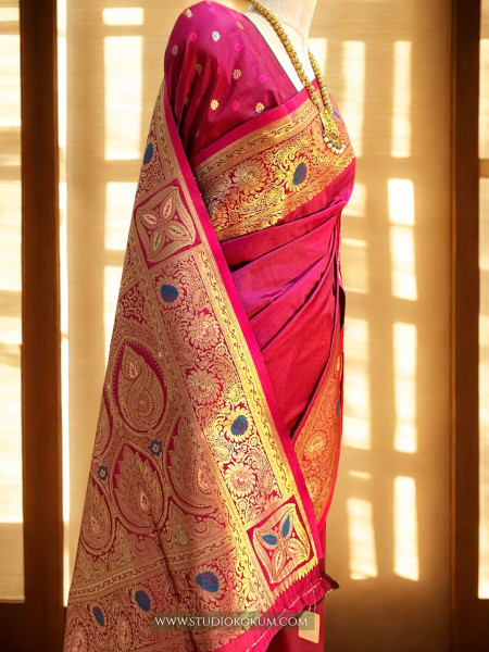 Chanchala - Pink (Fuchsia) Soft Silk Banarasi Saree