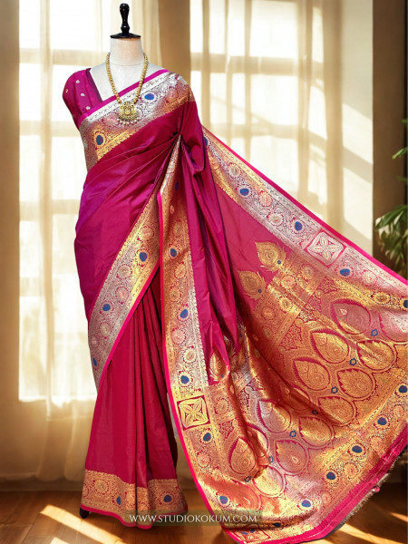 Chanchala - Pink (Fuchsia) Soft Silk Banarasi Saree