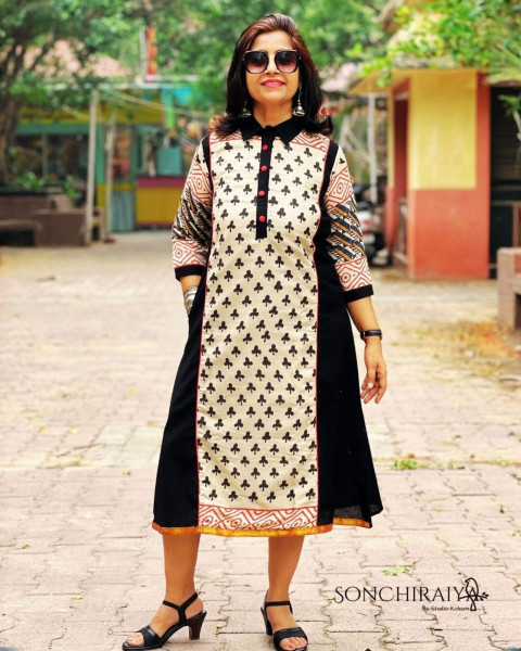Akshara: Handloom Cotton Block Print Dress