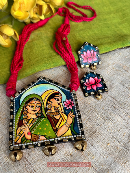 Sakhi - Traditional Multi Color Handmade & Hand Painted Neckpiece Set for Girls & Women