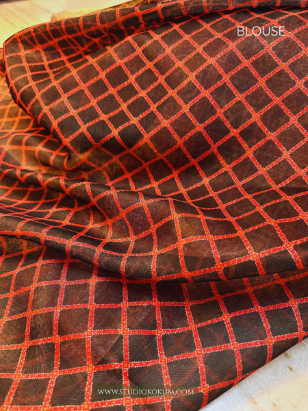 Vibhuti : Kalamkari Pichwai Printed Patola Chanderi Saree with Blouse Piece