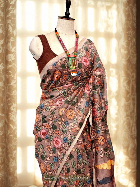 Chitra : Kalamkari Printed Chanderi Saree with Blouse Piece