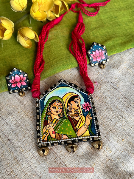 Sakhi - Traditional Multi Color Handmade & Hand Painted Neckpiece Set for Girls & Women