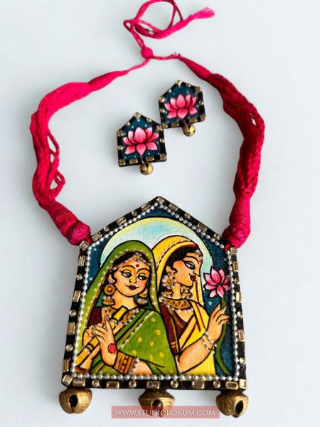 Sakhi - Traditional Multi Color Handmade & Hand Painted Neckpiece Set for Girls & Women