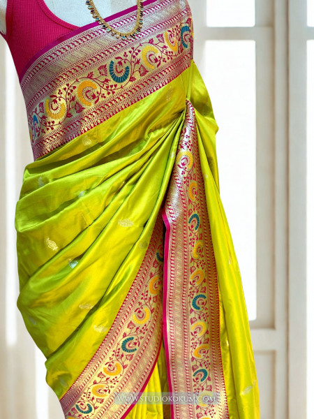 Leela : Green MEENAKARI BANARASI SILK SARI