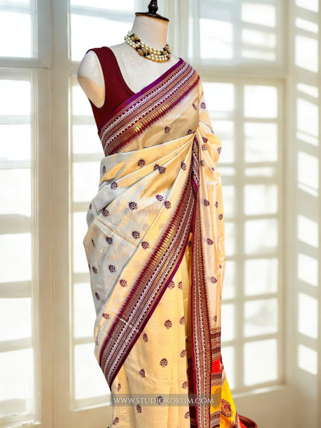 Aadhya:  Beige Colour Assam Silk Saree