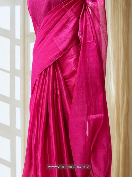 Diya: Magenta Pink Mul Tissue Saree