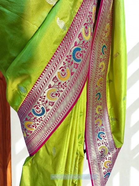 Leela : Green MEENAKARI BANARASI SILK SARI