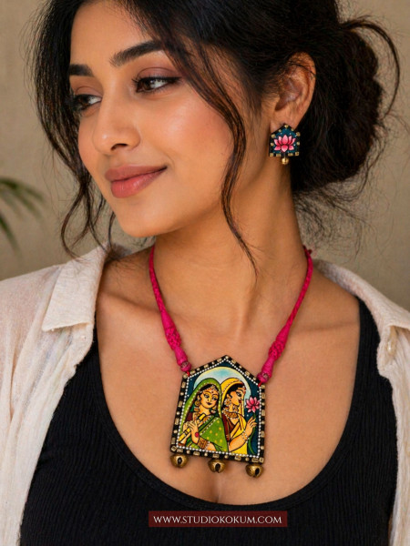 Sakhi - Traditional Multi Color Handmade & Hand Painted Neckpiece Set for Girls & Women