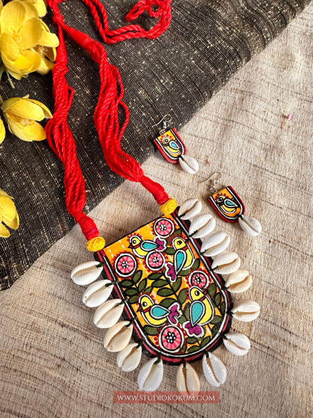 Image of Pakhi - Traditional Multi Color Handmade &amp; Hand Painted Neckpiece Set for Girls &amp; Women