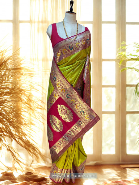 Leela : Green MEENAKARI BANARASI SILK SARI