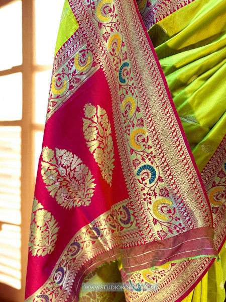 Leela : Green MEENAKARI BANARASI SILK SARI