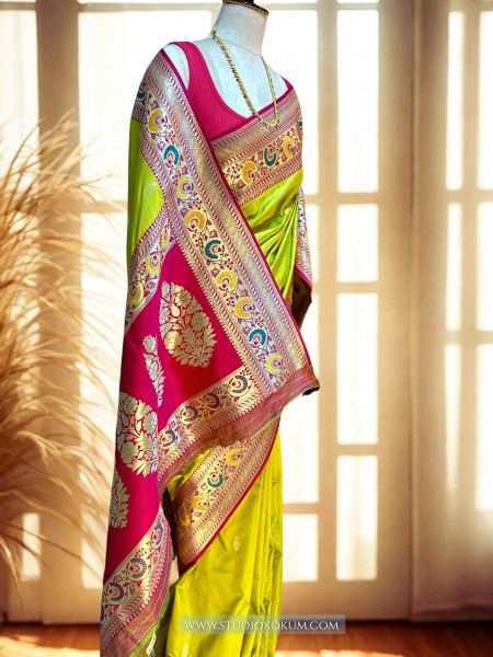 Leela : Green MEENAKARI BANARASI SILK SARI