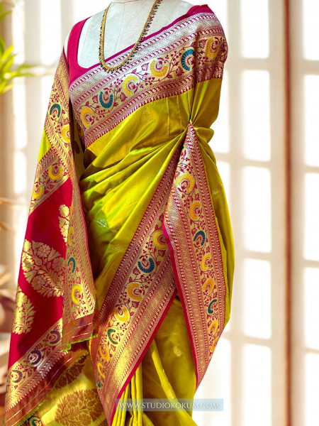 Leela : Green MEENAKARI BANARASI SILK SARI